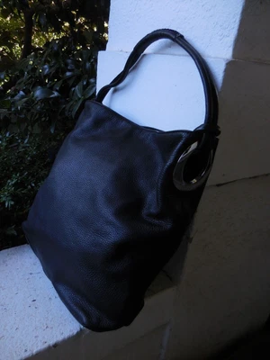 $51 • Buy Oroton Black Pebbled Soft Leather Big Bag Shoulder + Vgc