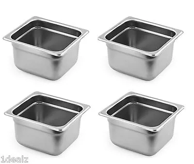 Standard 1/6 Size Anti-Jam Stainless Steel Steam Table Hotel Pan - 4  (4) Pack + • $49.99