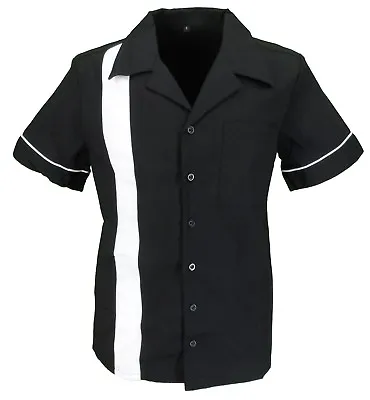 £29.99 • Buy Retro Black/White 1 Stripe Rockabilly Bowling Shirts