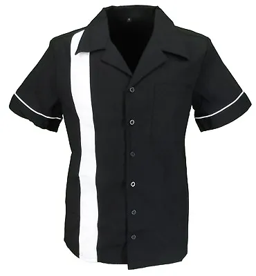 Retro Black/White 1 Stripe Rockabilly Bowling Shirts • £29.99