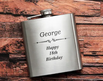 £7.99 • Buy  Personalised Engraved 6oz Hip Flask Mens Wedding Usher/Best Man Boyfriend Gift 