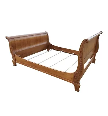 Ethan Allen Legacy King Size Bed 13-5640 Vintage Russet Finish 213 Sleigh Bed • $1599.99