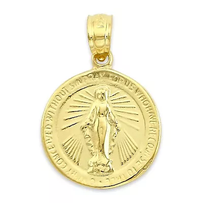 Solid Gold Miraculous Medal Pendant In 10k Or 14k Guadalupe Pendant • $211.79