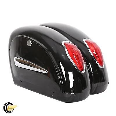 Universal Motorcycle Hard SaddleBag Trunk W/Light For Honda Yamaha Harley Suzuki • $84.99