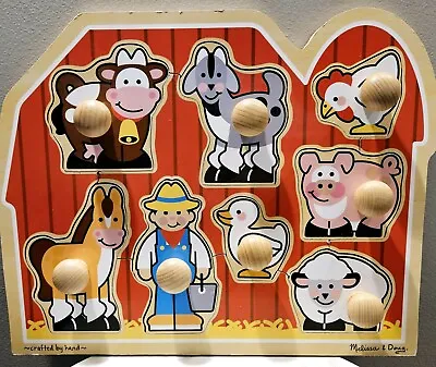 Melissa & Doug Fresh Start Jumbo Knob Toddler Wooden Puzzle Farm Friends • $9.99