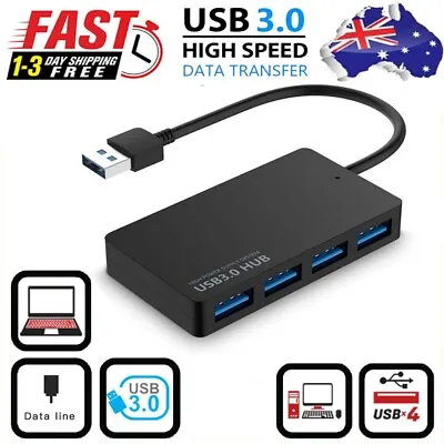$7.29 • Buy Multi USB 3.0 Hub 4 Port High Speed Slim Compact Expansion Smart Splitter AU