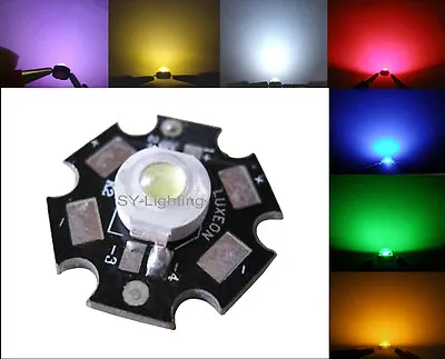 $54.27 • Buy 100x 1W 3W LUXEON RED BLUE GREEN YEELOW UV WARM WHITE LED Light Diode With Star