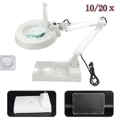 20X Magnifier LED Lamp Light Magnifying White Glass Lens Desk Table Repairing US • $75.99
