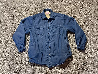 Wrangler Jacket Mens Size Medium Denim Chambray Sherpa Lined Coat With Pockets • $29.99