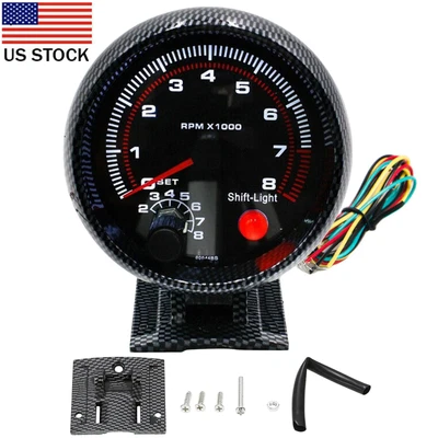 $15.81 • Buy 3.75'' Car Universal Tachometer Tacho Gauge Inter Shift Light 0-8000 RPM US P0T5
