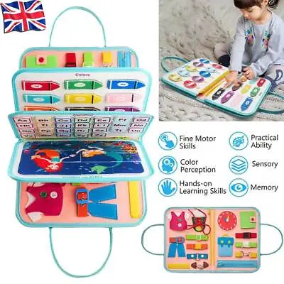 Busy Board For Toddlers Kids Montessori Toys For 1 2 3 4 Year Old Girls Pink UK • £10.30