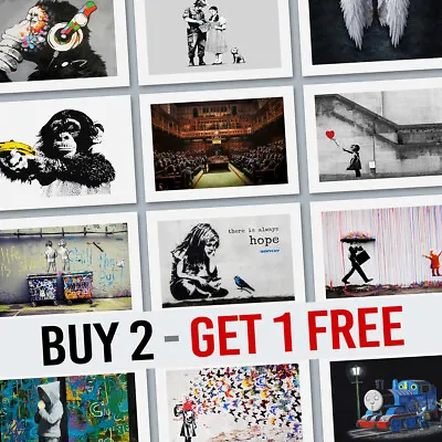 Banksy Wall Art Posters Prints Pictures Graffiti Artwork Décor In A3 A4 A5 Size • £5.99