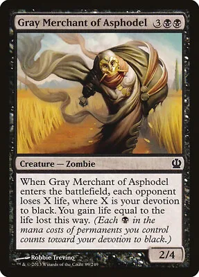 Gray Merchant Of Asphodel [Theros] Magic MTG The Gathering Black Zombie POD • $1.59