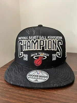 Miami Heat Udonis Haslem Signed Adidas 2013 NBA Champions SnapBack Cap Hat • $125