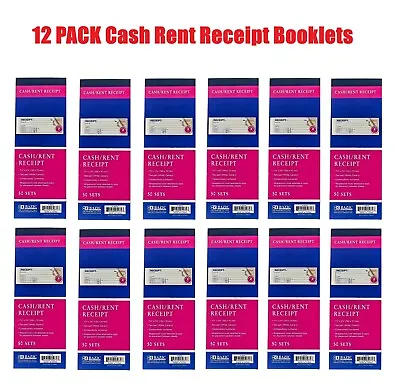 12 Cash Rent Receipt Carbonless 50 Sets Record Money Book 2 Part Duplicate Copy • $28.49