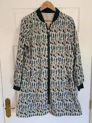 Rever Mile Spain Lightweight 3/4 Length Zipped Jacket Beige Green Mix Uk 14 • $12.62