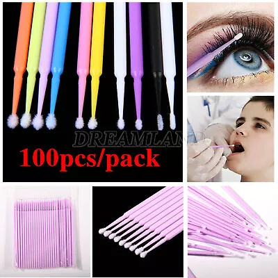 100 PCS Disposable Micro Brush Swab Applicators Eyelash Extension Mascara Wands • $3.99