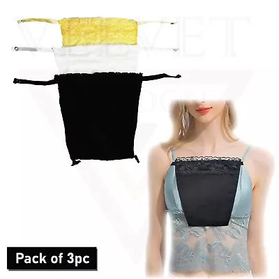 3Pcs Lady Lace Clip-on Mock Camisole Bra Insert Modesty Panel Cleavage Cover Up • £5.25