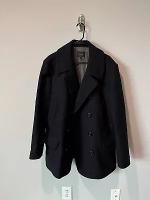 J. Crew Navy Wool Large Peacoat Double Breasted Mens Size L • $75