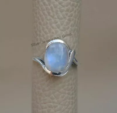 Moonstone Ring Handmade 925 Sterling Silver Natural Oval Stone Gift Ring • $28.96