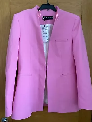 New Zara Pink Lapeless BlazerXLUK 12-14£55.99 • $45.47