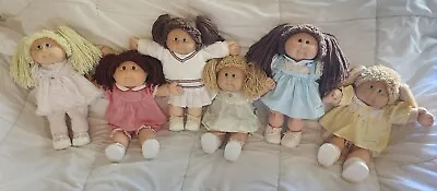 RESTORED LOT OF 6 1980's CABBAGE PATCH KID DOLLS W/ CPK CLOTHES & SHOES ON ALL! • $190