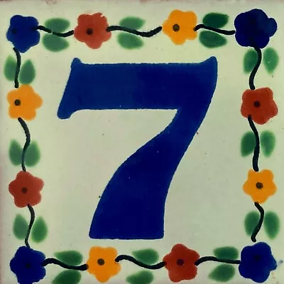  Mexican House Number Talavera Tile Home Address Tiles  FLOWERS • $2.50