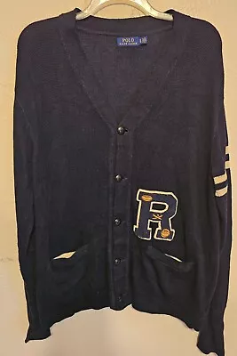 Ralph Lauren Polo Varsity Letterman Cardigan With Big R XL • $75