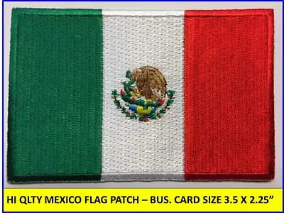 MEXICAN FLAG PATCH IRON-ON SEW-ON EMBROIDERED MEXICO EMBLEM (3½ X 2¼”)- HI QLTY! • $2.95