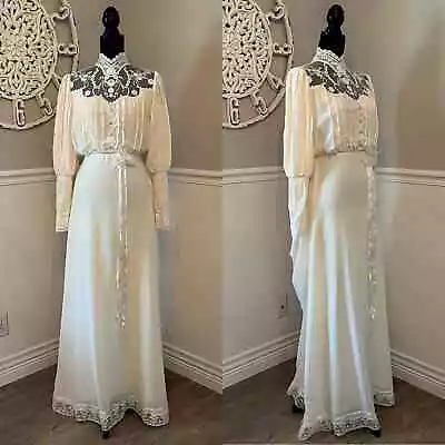 Vintage 1890s Inspired Wedding Dress Shirtwaist Pin-tuck Puff Sleeve Cottagecore • $368