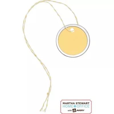 Martha Stewart Home Office Round Metal Rim Tags With Strings Pastel Yellow 20Pk • $8.99