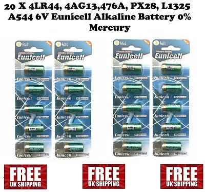 20 X 4LR44 4AG13476A PX28 L1325 A544 6V Eunicell Alkaline Battery 0% Mercury • £7.99