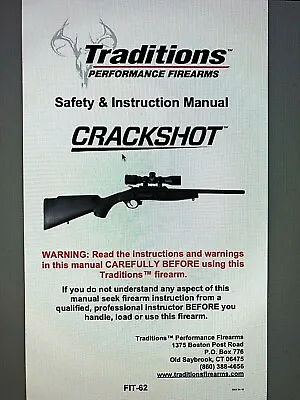 Traditions Performance Firearms  Shotguns Rifles Owner's Manuals   See Below • $17.75