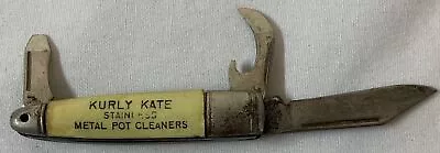 Vintage Small Richards Advertising Pocket Knife KURLY KATE METAL POT CLEANERS • $8.96