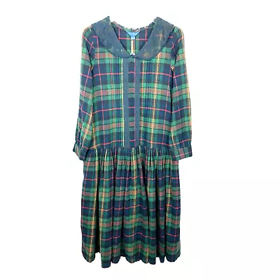 April Cornell Womens Highland Plaid Dress Vintage Forest Green Flannel Size XXS • $69