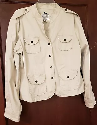 Live A Little Short Military Style Jacket XL Tan 4 Pockets Long Sleeves Epaulets • $19.99