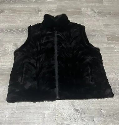 BRISA COLLECTION FUR VEST BLACK Size XL • $250