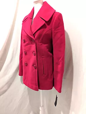 NWT TOMMY HILFIGER Peacoat Womens Size: 6 Fuschia Wool Double Breasted Button Up • $84