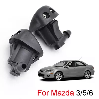 2X Front Windscreen Wiper Washer Nozzles Jet ABS For Mazda 3 5 6 06 07 08 Black • $7.29