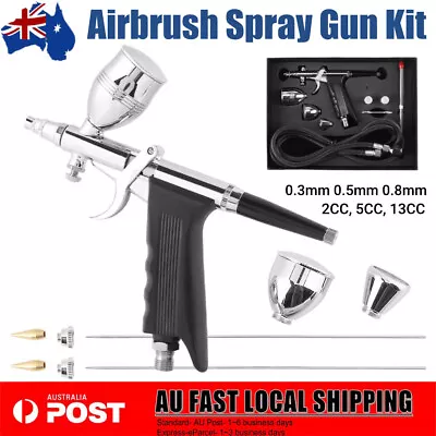 Dual Action Gravity / Suction Air Brush Kit Spray Gun Nail Cake Tattoo Beauty AU • $59.98