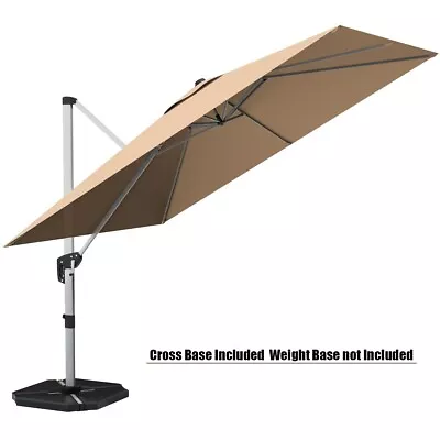 3M Patio Offset Umbrella Cantilever Parasol W/ Cross Base Tilting Market Parasol • £159.95