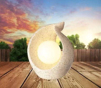 Garden Sculpture Table Solar Light Stone With Globe Warm White LED Light 17x19cm • £18.99