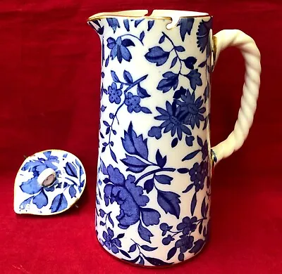 Antique Mintons Creamer Pitcher Or Jug Lid Blue White Dorset Floral Transferware • $75