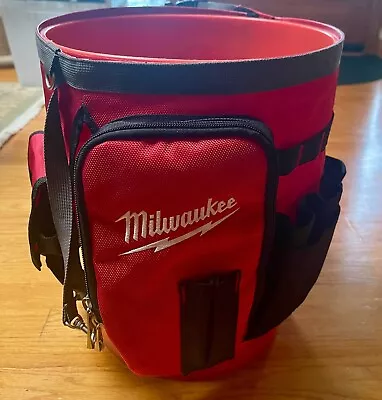 Milwaukee Bucket Organizer Tool Bag Zipper Pockets Pouches Storage 10 In. Tote • $25.99