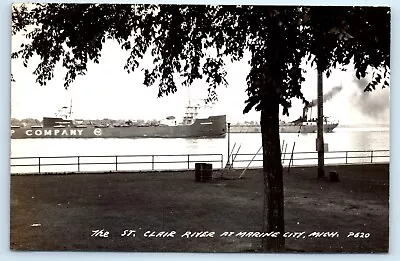 POSTCARD RPPC American Steel Wire William? Steamship St Clair River Marine City • $16.96