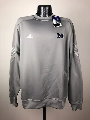 Men’s Michigan Wolverines Adidas Gray Pindot Pullover Crew Sweatshirt NWT 2XL • $40