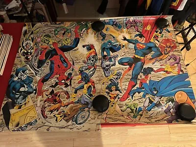 Rolled Poster Marvel / DC Side 34 X 22 Byrne Austin Oliver 1991 Heroes Villains • $80