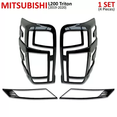 Set Gloss Hear Tail Lamp Lights Cover For Mitsubishi L200 Triton MR 2019 2020 • $100.70