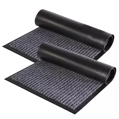 2 Pack Striped Floor Mat Indoor Outdoor Rug Entryway Welcome Mats Rubber Backing • $26.96