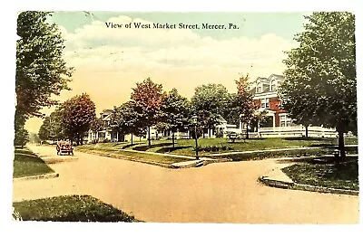 View Of West Market Street MERCER PA Postcard OLD Hermitage PA • $5.99